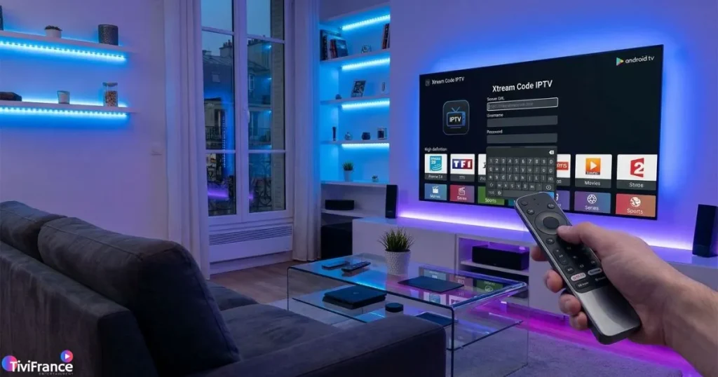 Configuration iptv xtream code sur Android TV avec application IPTV moderne