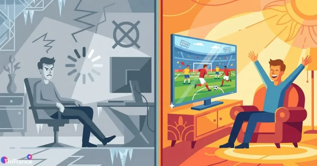 Comparaison entre une liste IPTV M3U gratuite instable et un abonnement IPTV premium fluide