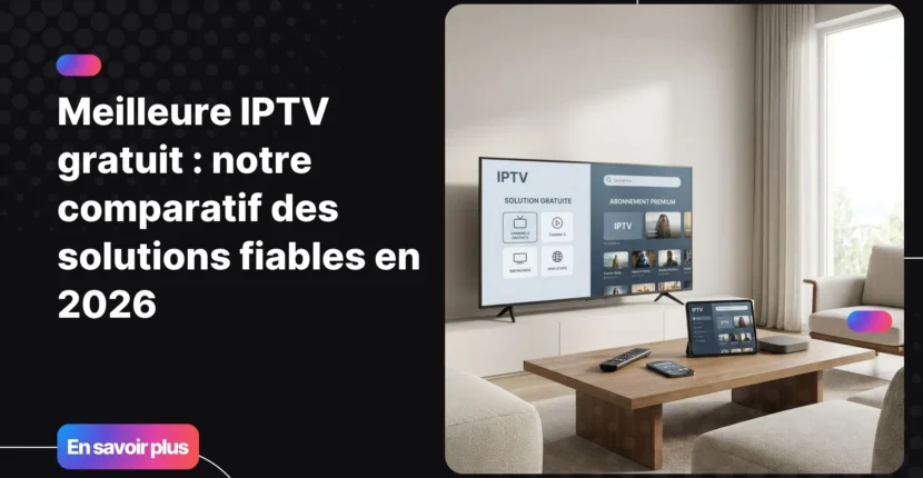 Image d’un salon moderne illustrant la meilleure iptv gratuit et un usage TV connecté en 2026.