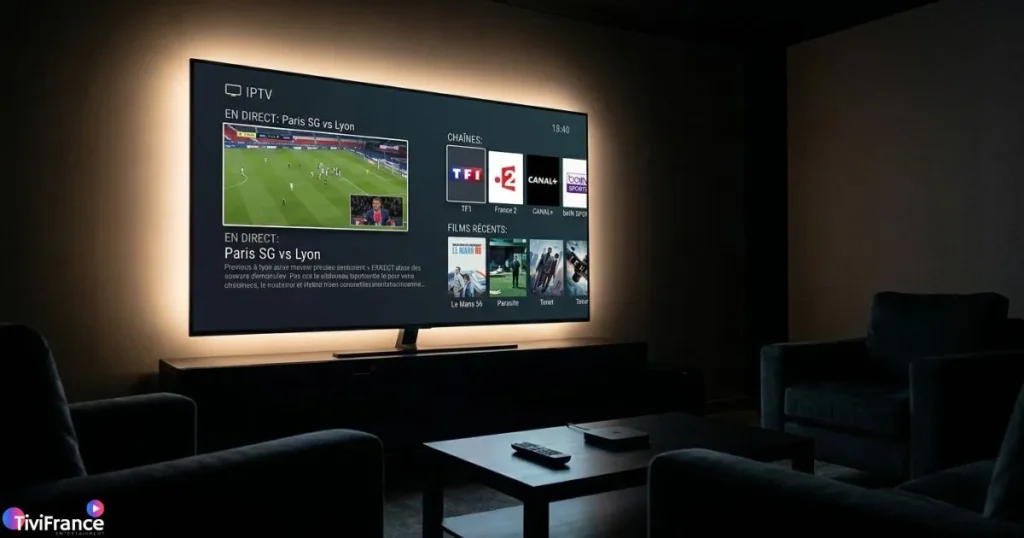 Lecteur m3u Android avec interface IPTV player gratuit TiviFrance sur grand écran
