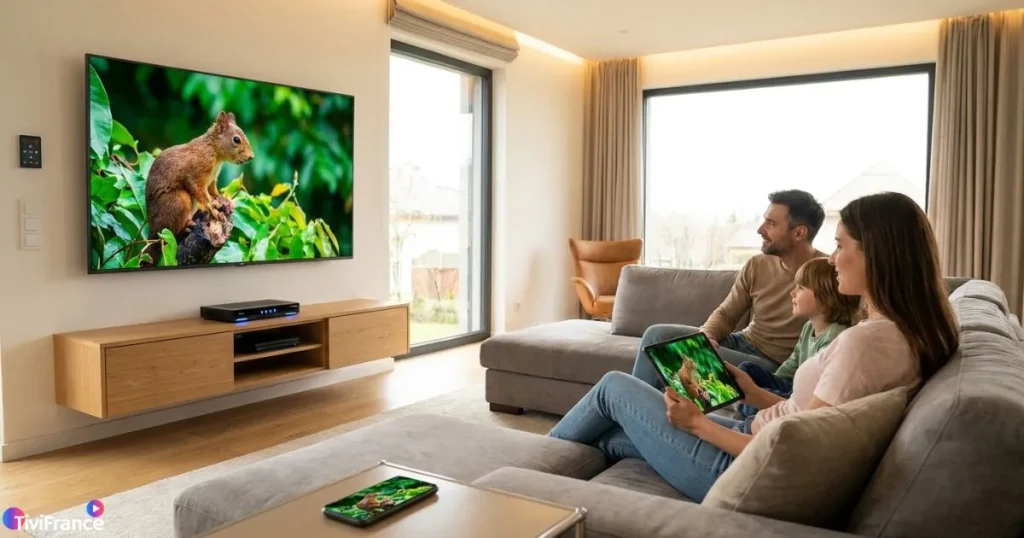 IPTV France moderne permettant une expérience fluide et multi-écrans en haute définition.
