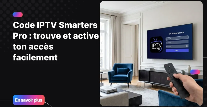 Code IPTV Smarters Pro affiché sur l'interface officielle lors de la configuration d'un abonnement IPTV