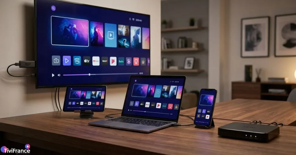 Application IPTV fonctionnant sur différents appareils compatibles