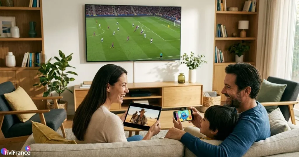 Abonnement IPTV compatible avec plusieurs appareils pour une utilisation flexible à la maison.