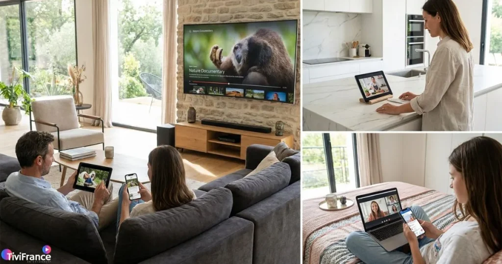 Abonnement IPTV multi appareils permettant de regarder différents contenus sur plusieurs écrans simultanément.