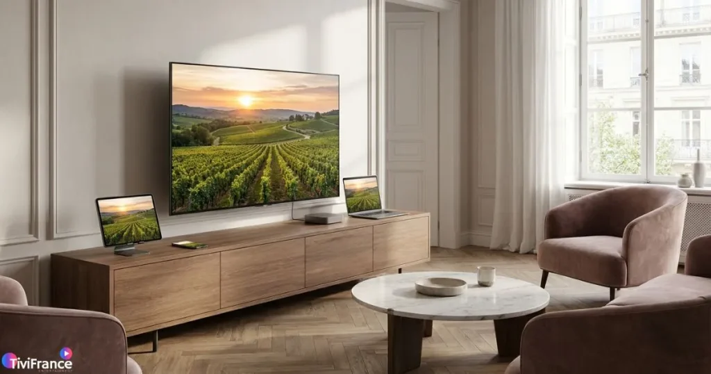 service iptv premium compatible avec plusieurs appareils connectés dans un environnement moderne