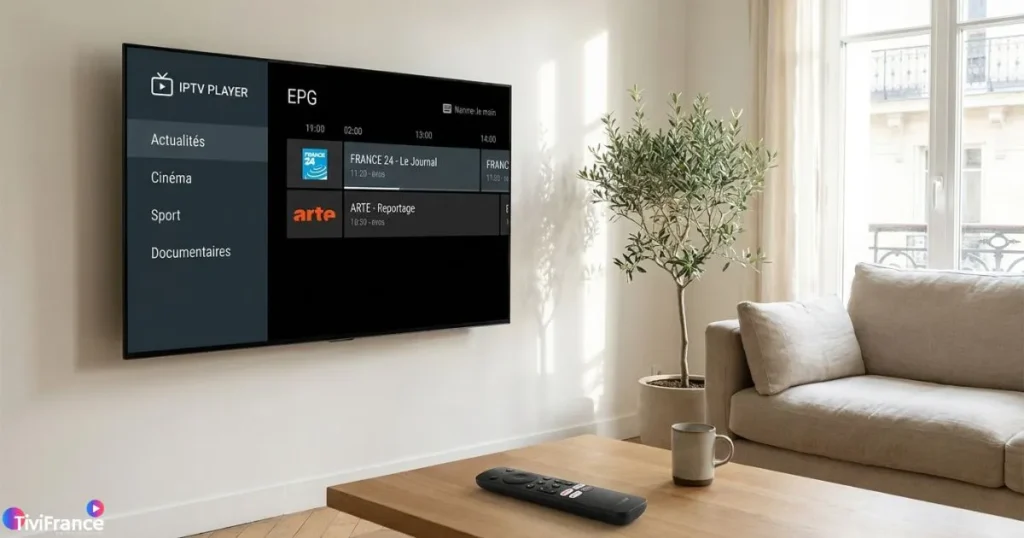 Application M3U moderne utilisée comme lecteur IPTV gratuit sur Android TV