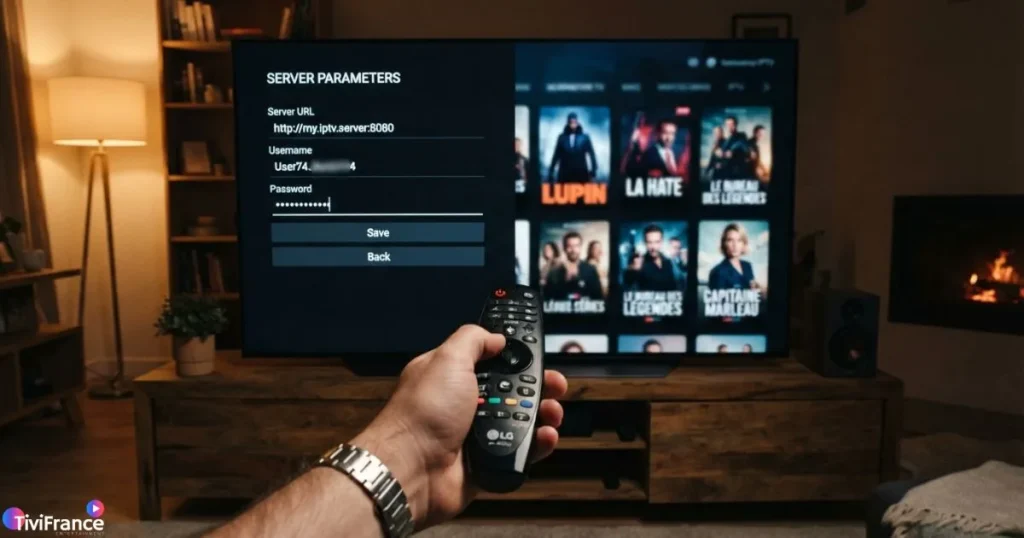 Modifier ses identifiants IPTV sur une Smart TV avec une interface de films en cours