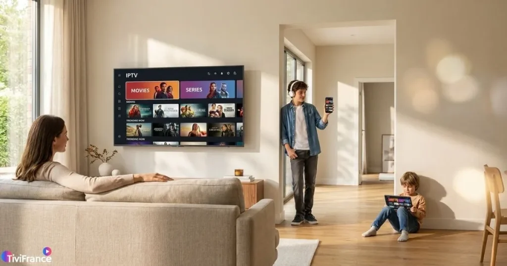 IPTV multi-écrans utilisé simultanément par plusieurs membres d'une famille