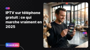IPTV sur téléphone gratuit - smartphone affichant une interface de streaming mobile