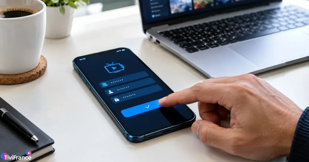 Interface d'activation IPTV affichant un code sur écran connecté