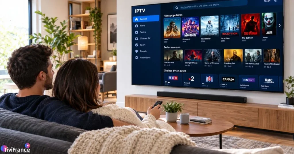 Abonnement IPTV premium sur Smart TV avec interface fiable et sécurisée