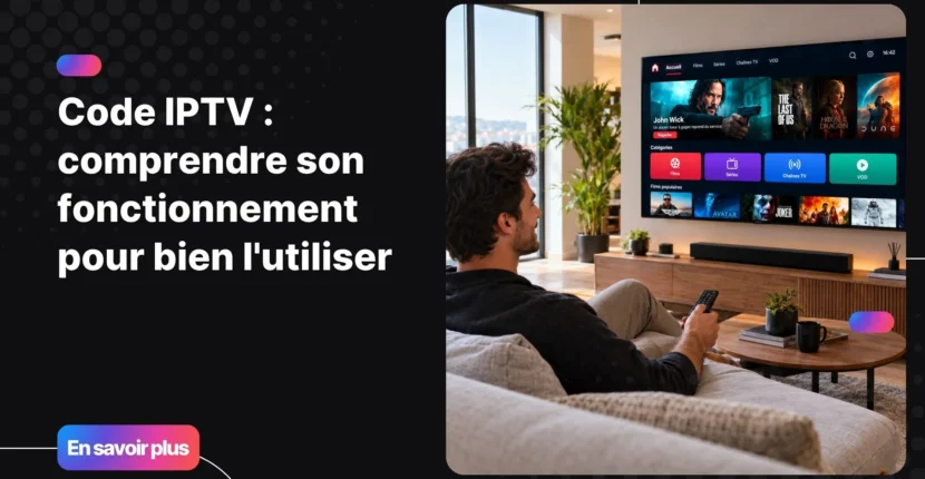 Code IPTV : interface d'activation sur écran moderne